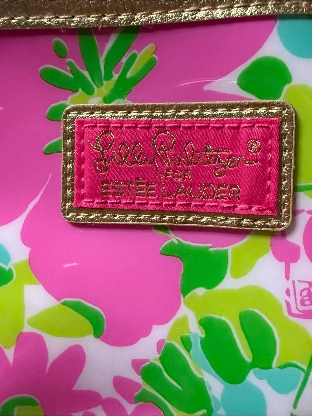 Lilly Pulitzer for Estée Lauder Pink Floral Cosmetic Makeup Bag Pouch